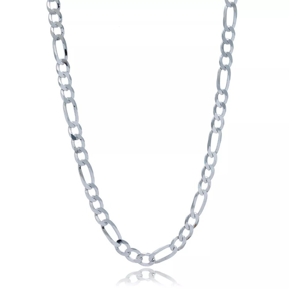 NWT Titanium Steel UNISEX Figaro Chain Necklace 6mm wide 24in long